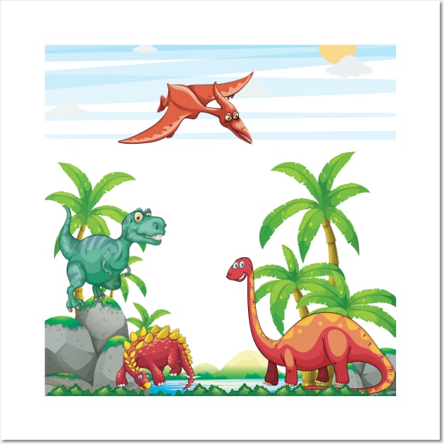 Happy Dinos Wall Art by nerd-studios